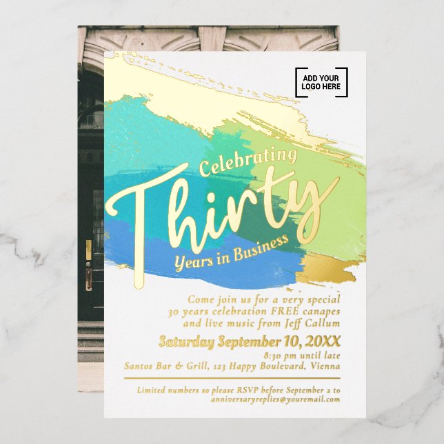 Thirty years business anniversary gold art (Front/Back)