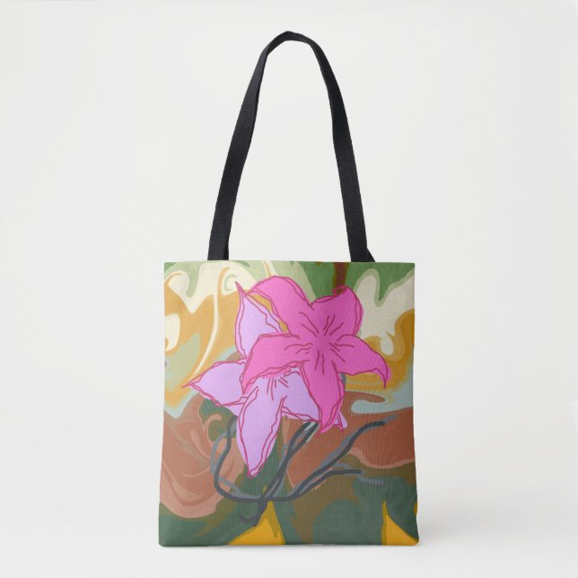 This abstract flower art design blends soft floral tote bag (Front)