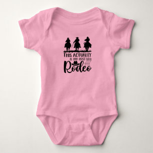 This Actually Is My First Rodeo Black Pink Baby Bodysuit