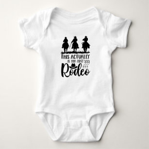 This Actually Is My First Rodeo Black White Baby Bodysuit