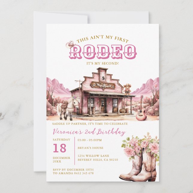 This ain't my first rodeo its my second birthday invitation (Front)