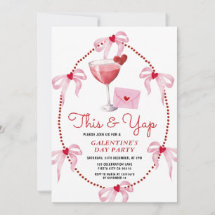 This and Yap Pink Bow Galentine's Day Party Invitation