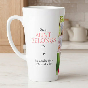 "This Aunt Belongs To" Personalised Photo Collage Latte Mug