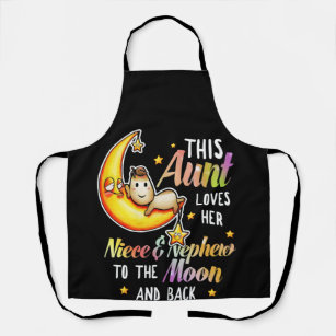This Aunt Loves Her Niece Nephew To The Moon Apron