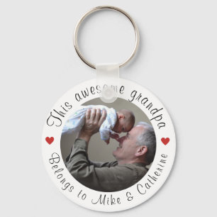 This Awesome Grandpa Belongs To Custom Photo Love Key Ring