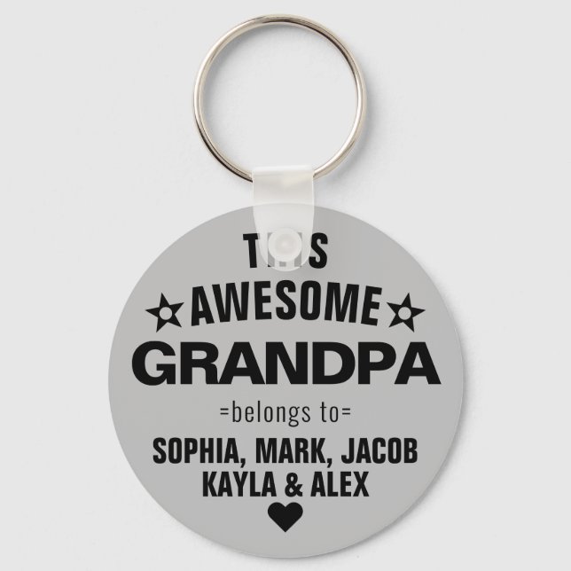 This Awesome Grandpa Belongs To Father's Day Grey Key Ring (Front)