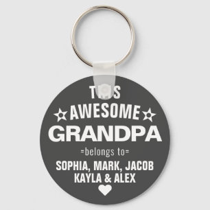 This Awesome Grandpa Belongs To Father's Day Grey Key Ring