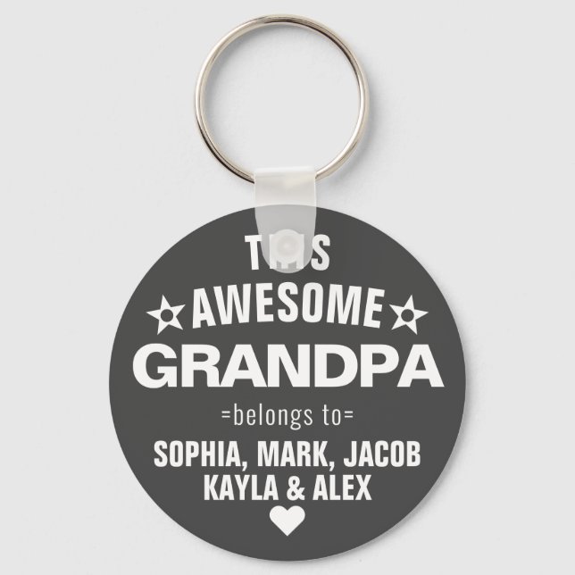 This Awesome Grandpa Belongs To Father's Day Grey Key Ring (Front)