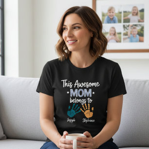 This Awesome Mum Belongs To Handprint Family Names T-Shirt