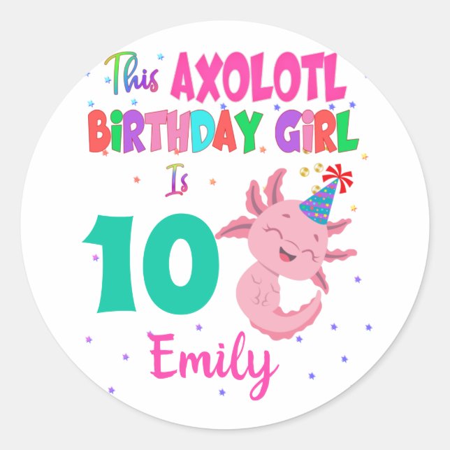 This Axolotl Girl is Amphibian Salamander  Classic Round Sticker (Front)