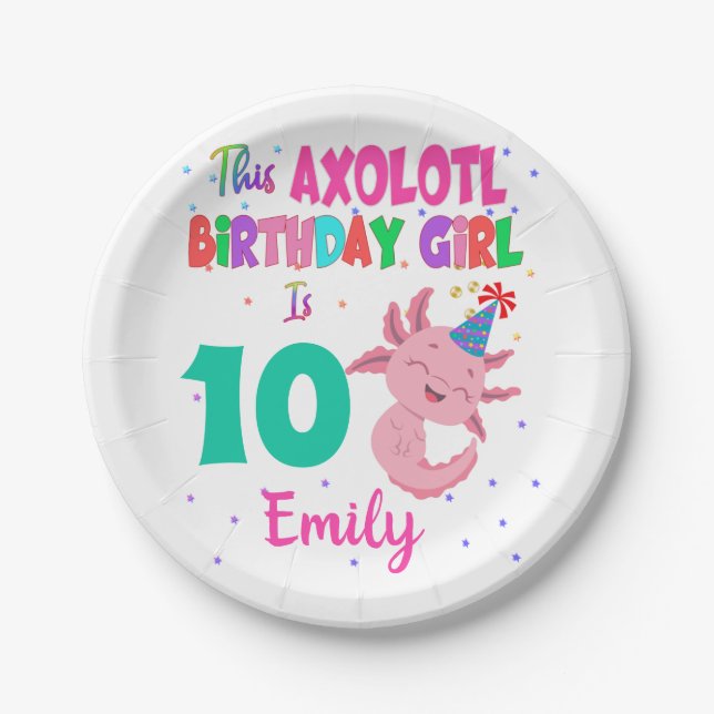 This Axolotl Girl is Amphibian Salamander  Paper Plate (Front)