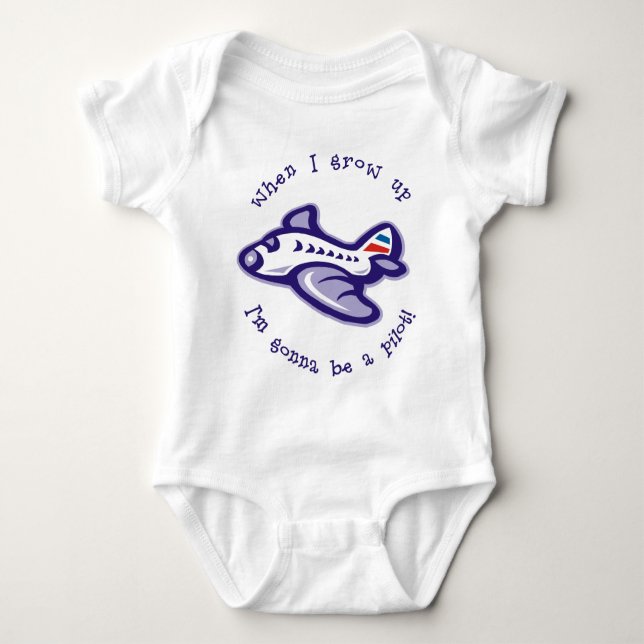 This baby is a future pilot, wants to fly baby bodysuit (Front)
