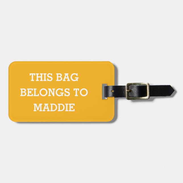 This Bag Belongs to Name Personalised Luggage Tag (Front Horizontal)