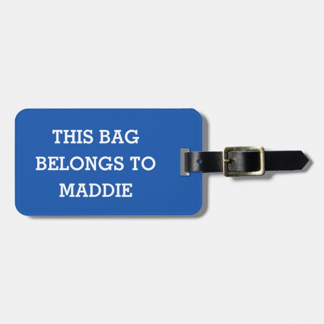 This Bag Belongs to Name Personalised Luggage Tag (Front Horizontal)