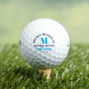 'This ball belongs to' Dad Blue Monogram