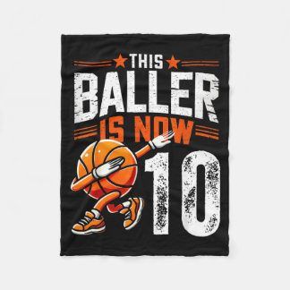 This Baller Is 10 Years Old Basball 10th Birthday Fleece Blanket