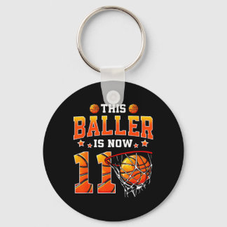 This Baller Is 11 Basball Kids Boys 11th Birthday Key Ring