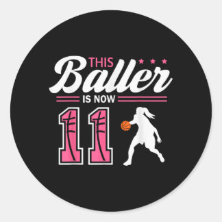 This Baller Is 11 Year Old Basball 11th Birthday Classic Round Sticker