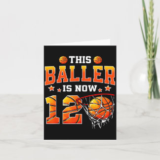This Baller Is 12 Basball Kids Boys 12th Birthday Card