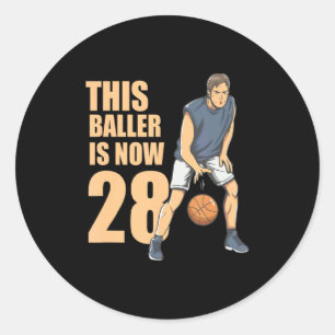 This baller is 28 cute 28th basketball for boy t classic round sticker