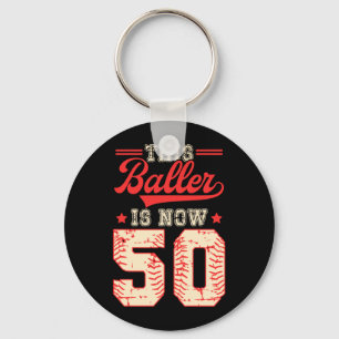 This Baller Is 50 Baseball Knuckleballer Home Run Key Ring