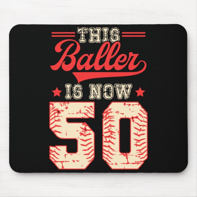 This Baller Is 50 Baseball Knuckleballer Home Run Mouse Pad (Front)