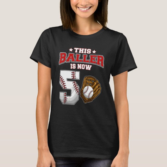 This Baller Is Now 5 Years Old Baseball Players 5t T-Shirt (Front)