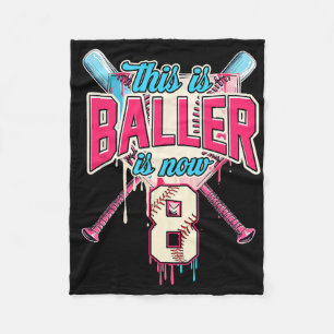 This Baller Is Now 8 Ice Cream Drip Baseball 8th B Fleece Blanket