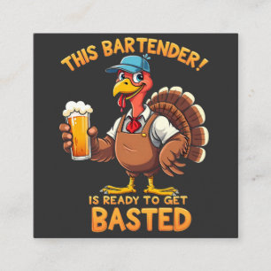 This bartender is ready to get blasted square business card