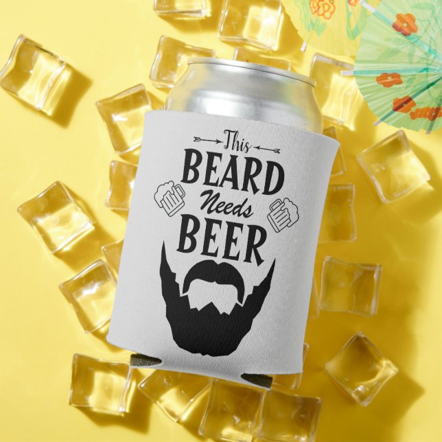 This Beard Needs Beer Funny Gift For Him Can Cooler (In Situ Summer)