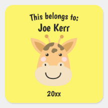This Belongs to Back to School Cute Giraffe Yellow