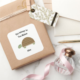 This Belongs to Back to School Cute Turtle White Square Sticker