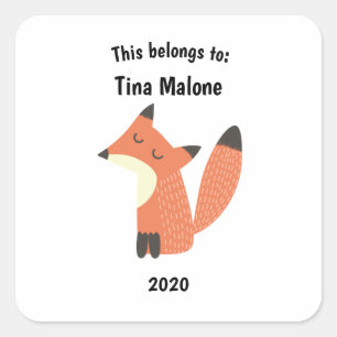 This Belongs to Back to School Proud Fox White Square Sticker