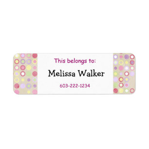 This belongs to - Custom Name Pink Dots Kid's Return Address Label