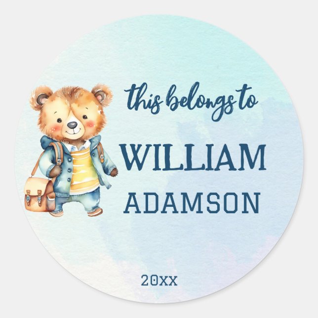 This belongs to first grade cute teddy classic round sticker (Front)