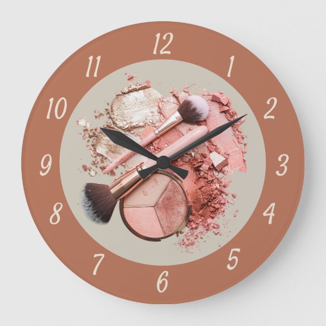 This Blush Pink Cosmetic Makeup Palette  Large Clock (Front)