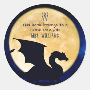This Book Belongs To A Book Dragon Personalised Classic Round Sticker