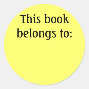 This book belongs to: classic round sticker