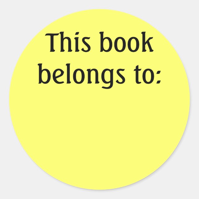 This book belongs to: classic round sticker (Front)