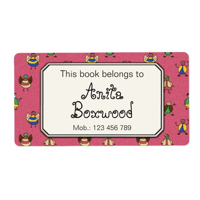 This Book Belongs To Custom Girl Name Stick People (Front)