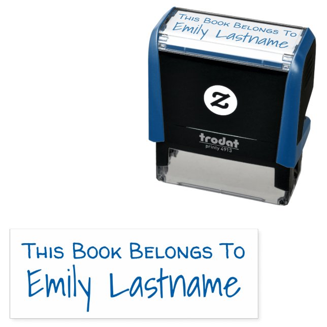 This Book Belongs To - Custom Name - handwritten Self-inking Stamp (In Situ)