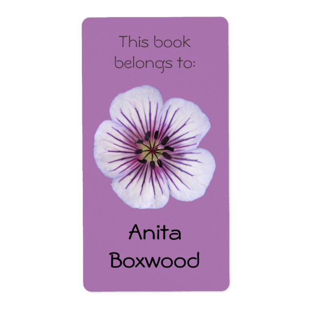 This Book Belongs To Custom Name Purple Flower (Front)