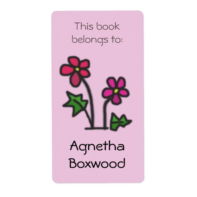 This Book Belongs To Custom Name Red Flowers (Front)
