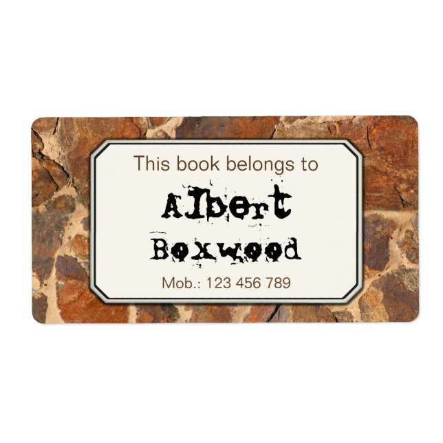 This Book Belongs To Custom Name Rock Texture (Front)