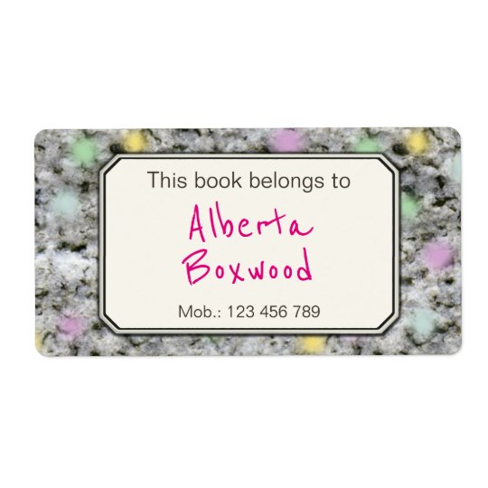 This Book Belongs To Custom Name Rock Texture Shipping Label
