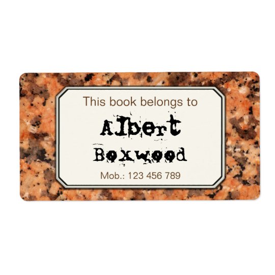 This Book Belongs To Custom Name Rock Texture Shipping Label