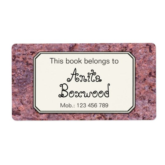This Book Belongs To Custom Name Rock Texture Shipping Label