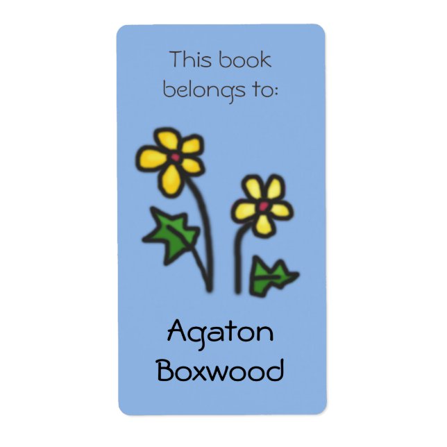 This Book Belongs To Custom Name Yellow Flowers (Front)