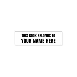 THIS BOOK BELONGS TO custom self inking stamp
