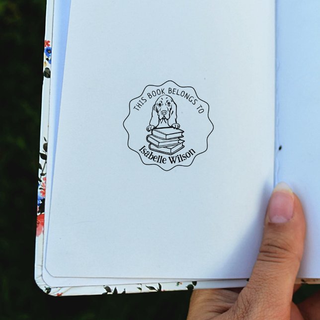 This Book Belongs To, Cute Basset Rubber Stamp (Creator Uploaded)